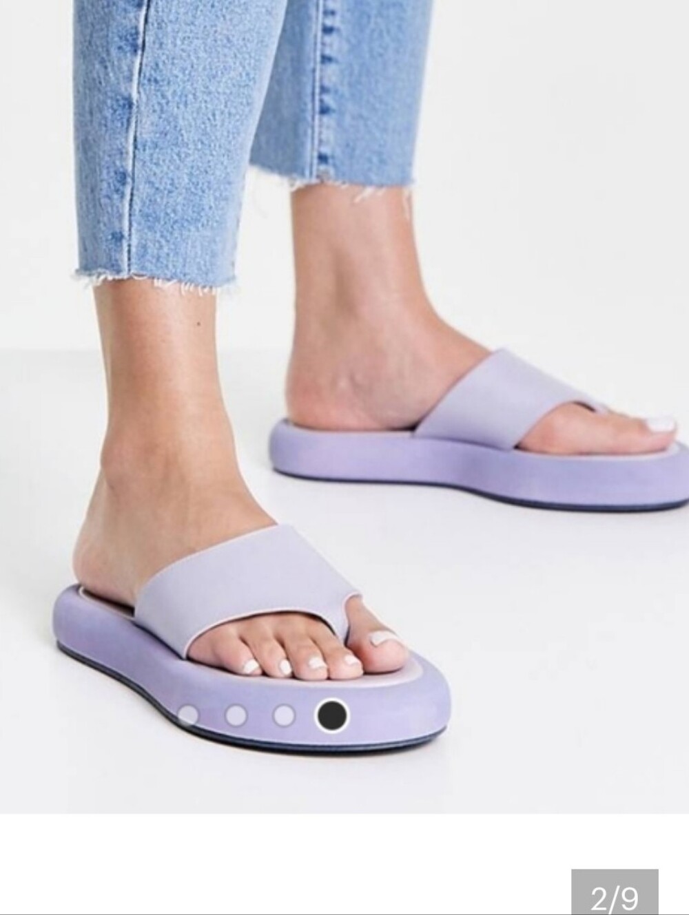 NEW, TOPSHOP leather flip-flops in lilac,  8.5